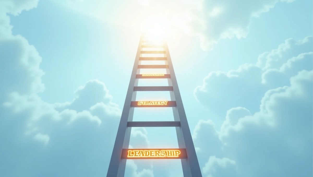A ladder rising into the clouds